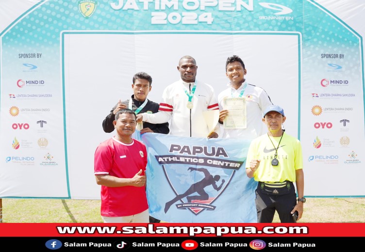 Silfanus Ndike berhasil meraih medali emas dalam nomor Lempar Lembing Senior Putra dengan mencatatkan Personal Best dengan lemparan sejauh 64,28 meter detik (salampapua.com/Foto Corp.Comm PTFI)