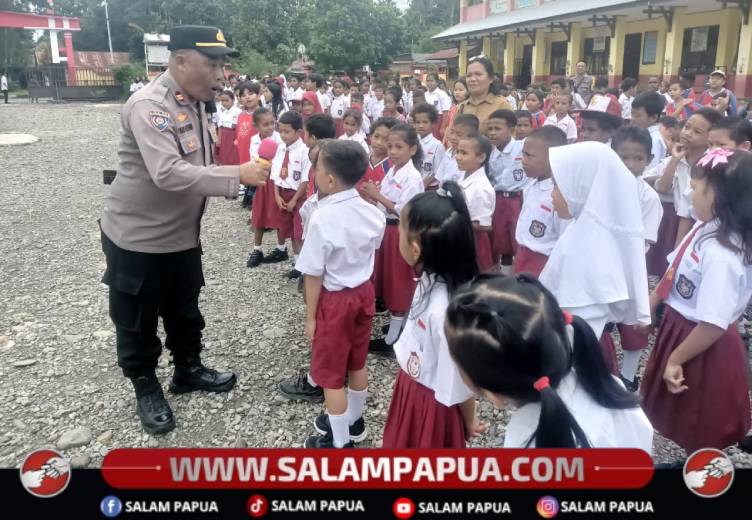 Tanamkan Karakter Dan Disiplin Sejak Dini, Polsek Miru Edukasi Murid SDN 4 Mimika