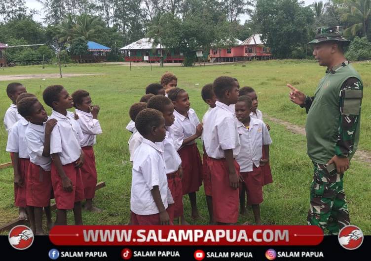 Canda Dan Tawa Anak-Anak Iringi Kehadiran Satgas TMMD Di Keakwa