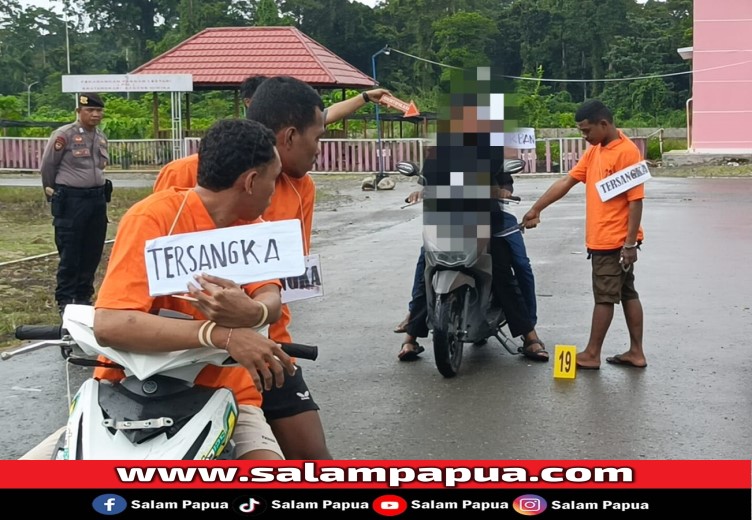 Polsek Mimika Baru Gelar Rekonstruksi Kasus Penikaman Yang Menewaskan Seorang Gadis Di Jalan Hasanudin