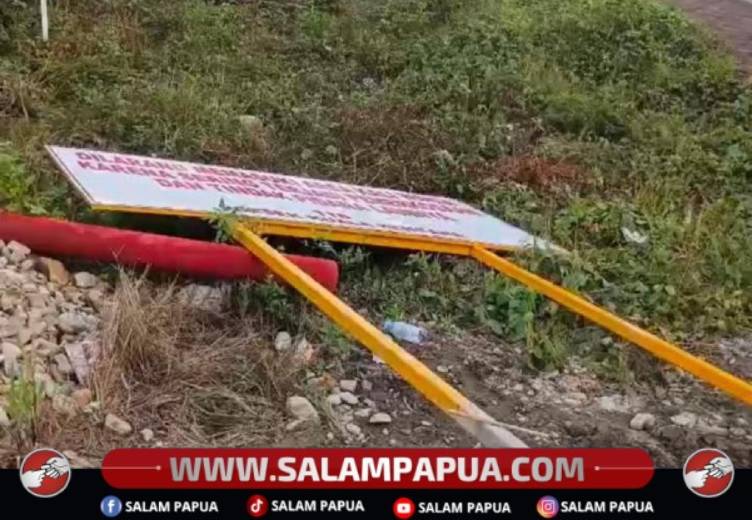 Belum 24 Jam Dipasang, Plang Peringatan Rawan Kriminal Di Kali Wania SP3 Dibongkar OTK