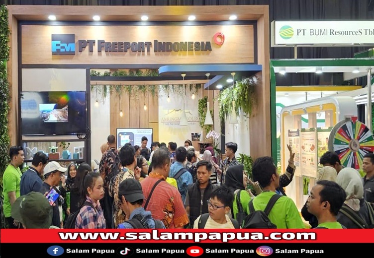 Suasana booth PT Freeport Indonesia di Festival LIKE 2 yang selalu ramai pengunjung untuk mengikuti sesi edukasi Pertambangan Berkelanjutan (salampapua.com/Foto: Corp.Comm PTFI)