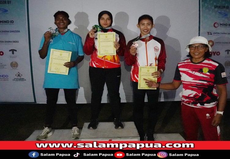 Feleria Kaumapokey, atlet asal Mimika, mengikuti dengan meraih medali perak dalam nomor Lempar Lembing Senior Putri dengan lemparan 35,26 meter detik (salampapua.com/Foto Corp.Comm PTFI)