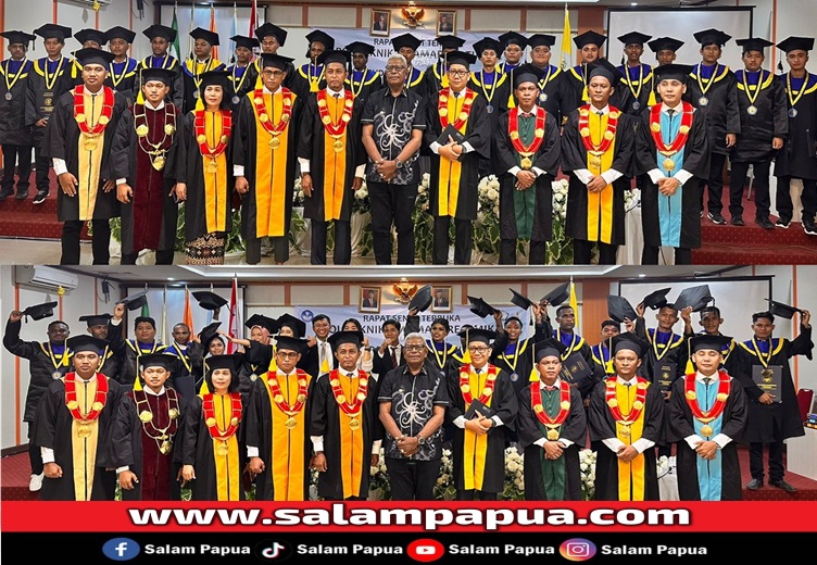 Foto bersama dengan Lulusan Prodi D3 Teknik Listrik dan D3 Teknik Sipil (salampapua.com/Foto Humas PAT)