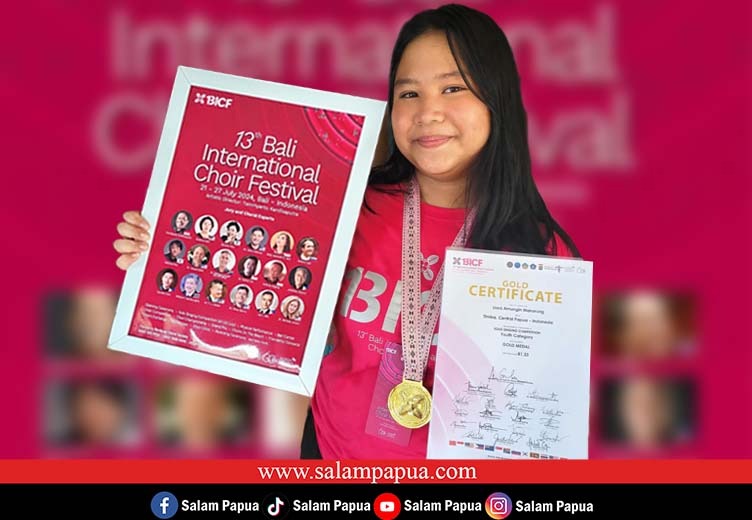 Liora Manurung dengan sertifikat Gold Medals BICF XIII Bali 2024 (Dokumen Keluarga Manurung)
