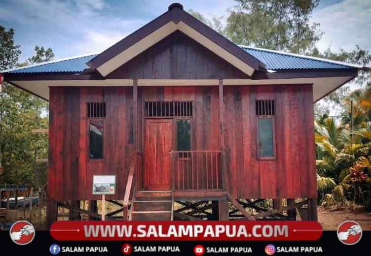 4. Penampakan RTLH yang menjadi sasaran kegiatan TMMD telah rampung dikerjakan (Humas Kodim 1710/Mimika)