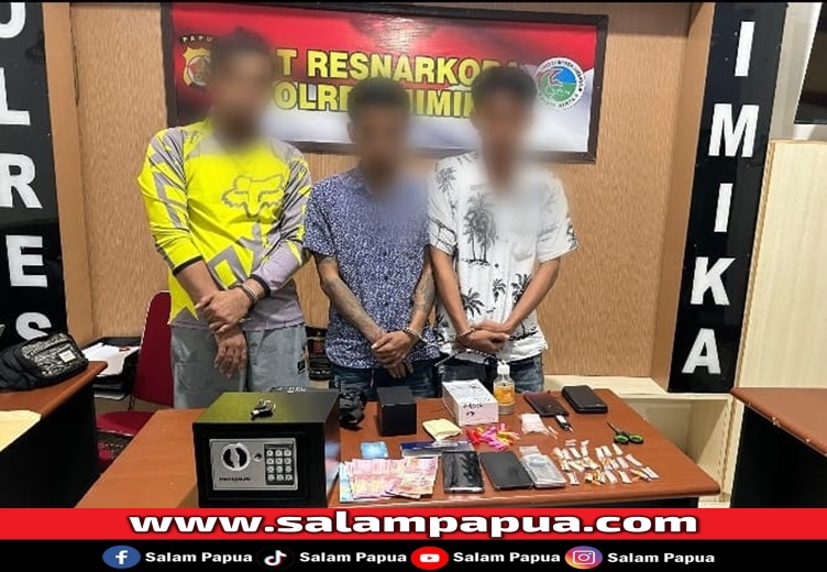 Tiga Pemuda Ditangkap Di Kamar Kos Di SP2 Timika Saat Sedang Pesta Narkoba