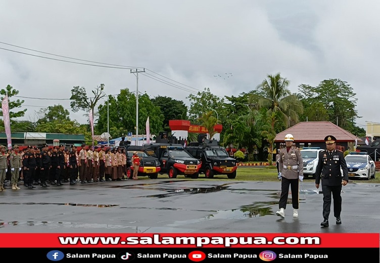 HUT Bhayangkara Ke-78 Di Mimika, Tribrata Diteriakan Lantang Dan Kapolda Papua Ingatkan Penanganan Isu-isu Harus Cepat