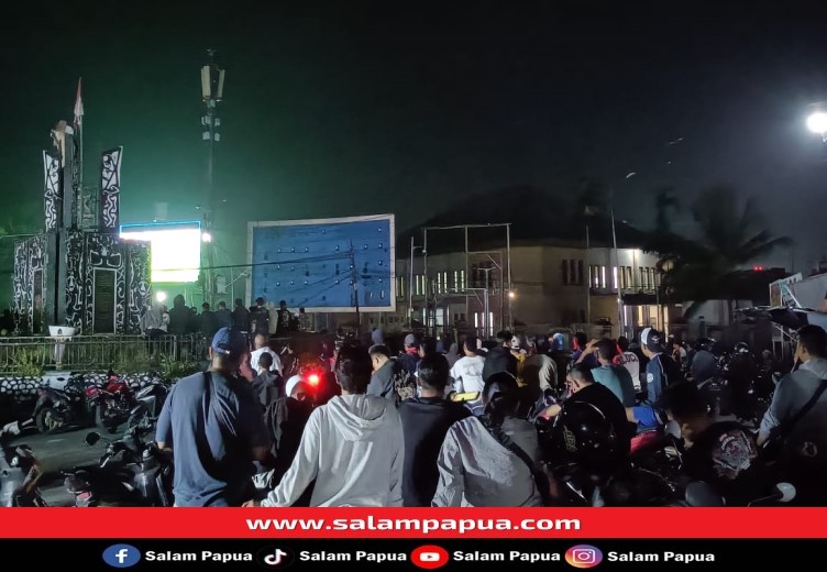 Ribuan Warga Timika Nonton Bareng Semifinal Piala Asia U-23 Indonesia Vs Uzbekistan