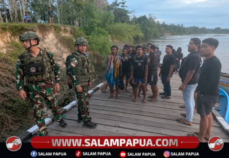 Koops TNI Habema Evakuasi 44 Pendulang Emas Dari Wilayah Rawan Gangguan Keamanan Di Awimbon Pegunungan Bintang