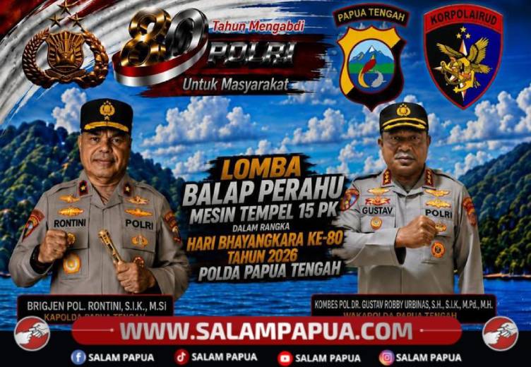 Sambut HUT Bhayangkara Ke-80, Polda Papua Tengah Buka Pendaftaran Lomba Balap Perahu Tempel Berhadiah Rp110 Juta