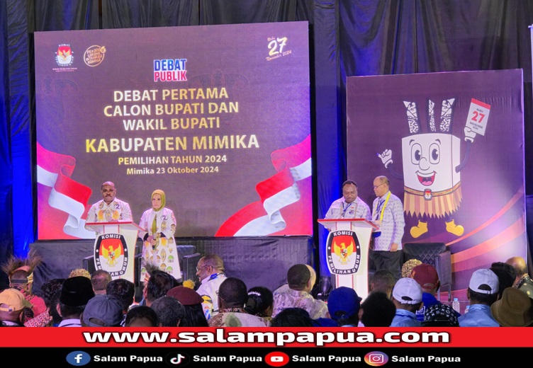 Suasana hening saat dimulainya debat antar Paslon (salampapua.com/Abeth)