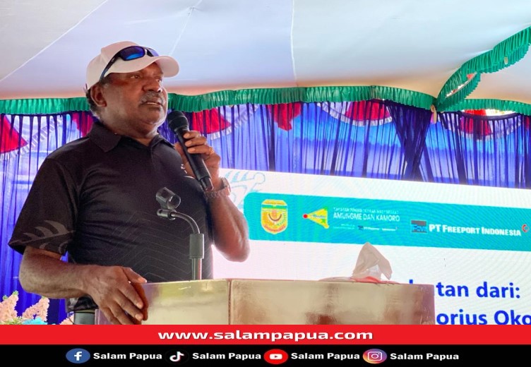 Sambutan Ketua LEMASKO, Gregorius Okoware (salampapua.com/Evita)