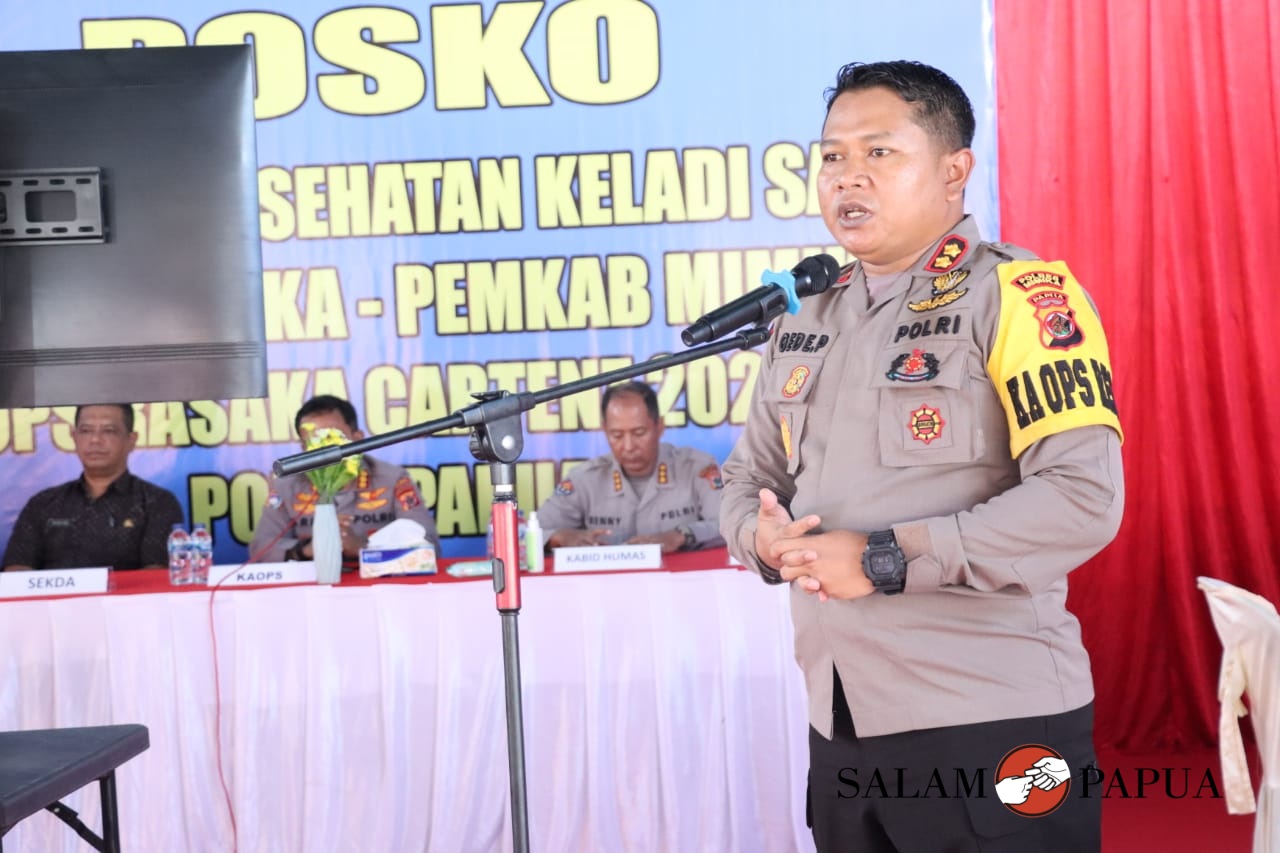 Kapolres Mimika AKBP I Gede Putra saat menyampaikan sambutannya (Foto:salampapua.com/Acik)