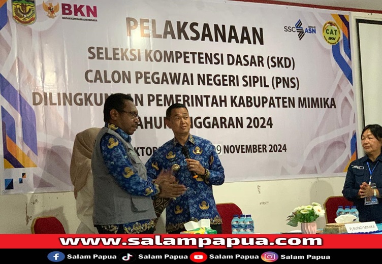 Pembukaan Seleksi Kompetensi Dasar CPNS Kabupaten Mimika oleh Pj Bupati Kabupaten Mimika, Valentinus Sudarjanto Sumito (salampapua.com/Evita)