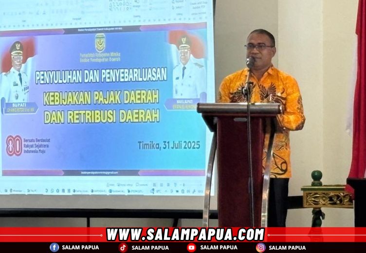 Sambutan Bupati Mimika yang dibacakan Asisten I Bidang Pemerintahan dan Kesejahteraan Rakyat Setda Mimika, Ananias Faot (salampapua.com/Evita)
